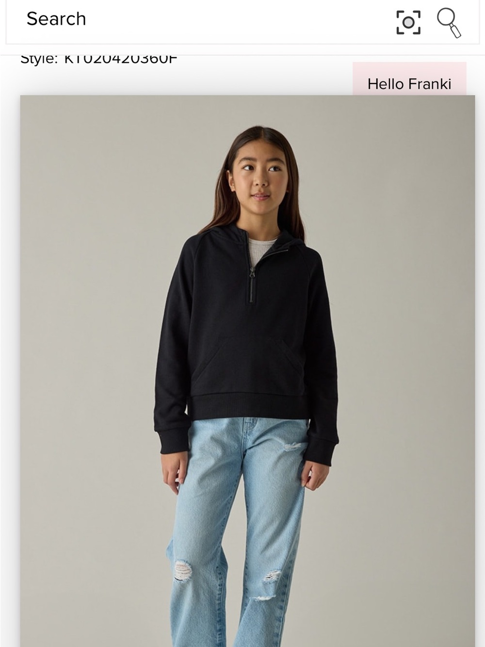 Francesca's Collections Black Half-Zip Hoodie for Kids